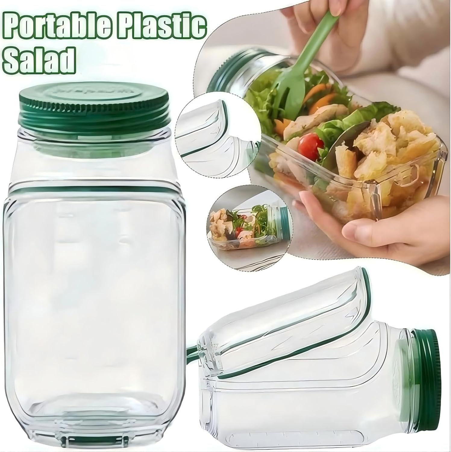 Salad jars, side-opening salad containers, seasoning sauce bowls, sauce separators, suitable for microwave and freezer storage, ideal for daily lunches and outdoor trips (2pcs)