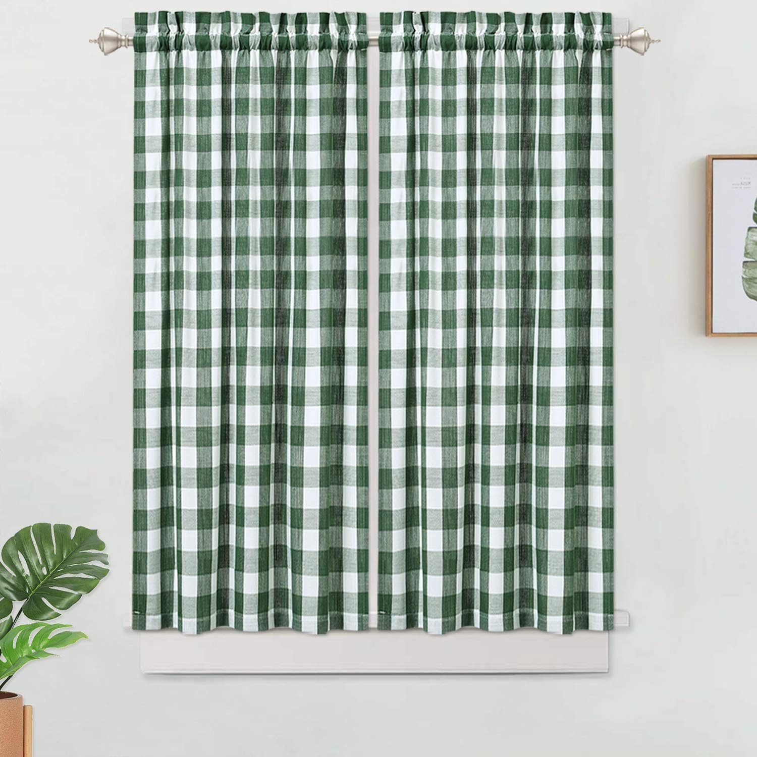 Haperlare Buffalo Check Tier Curtains, Kitchen Curtains 45
