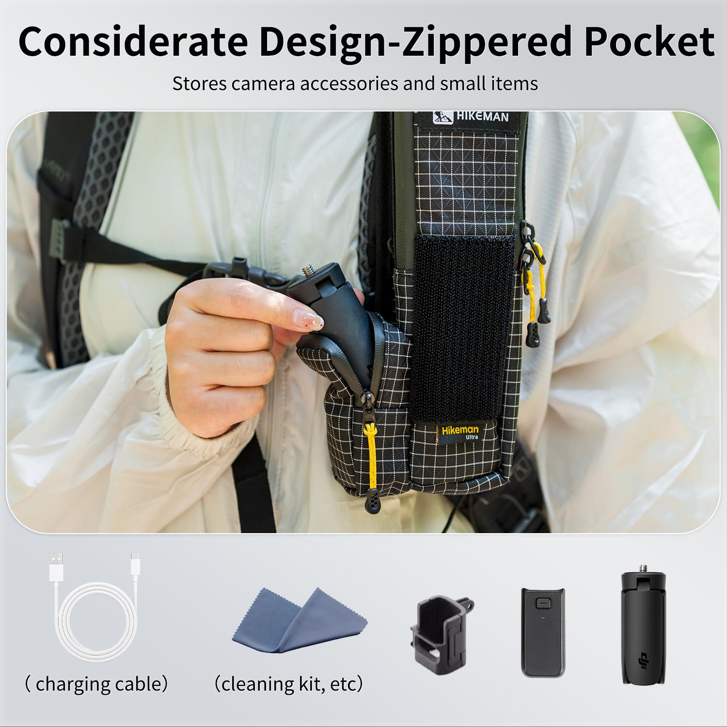 HIKEMAN Borsa da trasporto compatta per DJI Osmo Pocket 3, custodia protettiva leggera, borsa portatile resistente all'acqua per fotocamera e accessori, attrezzatura quotidiana all'aperto e da viaggio