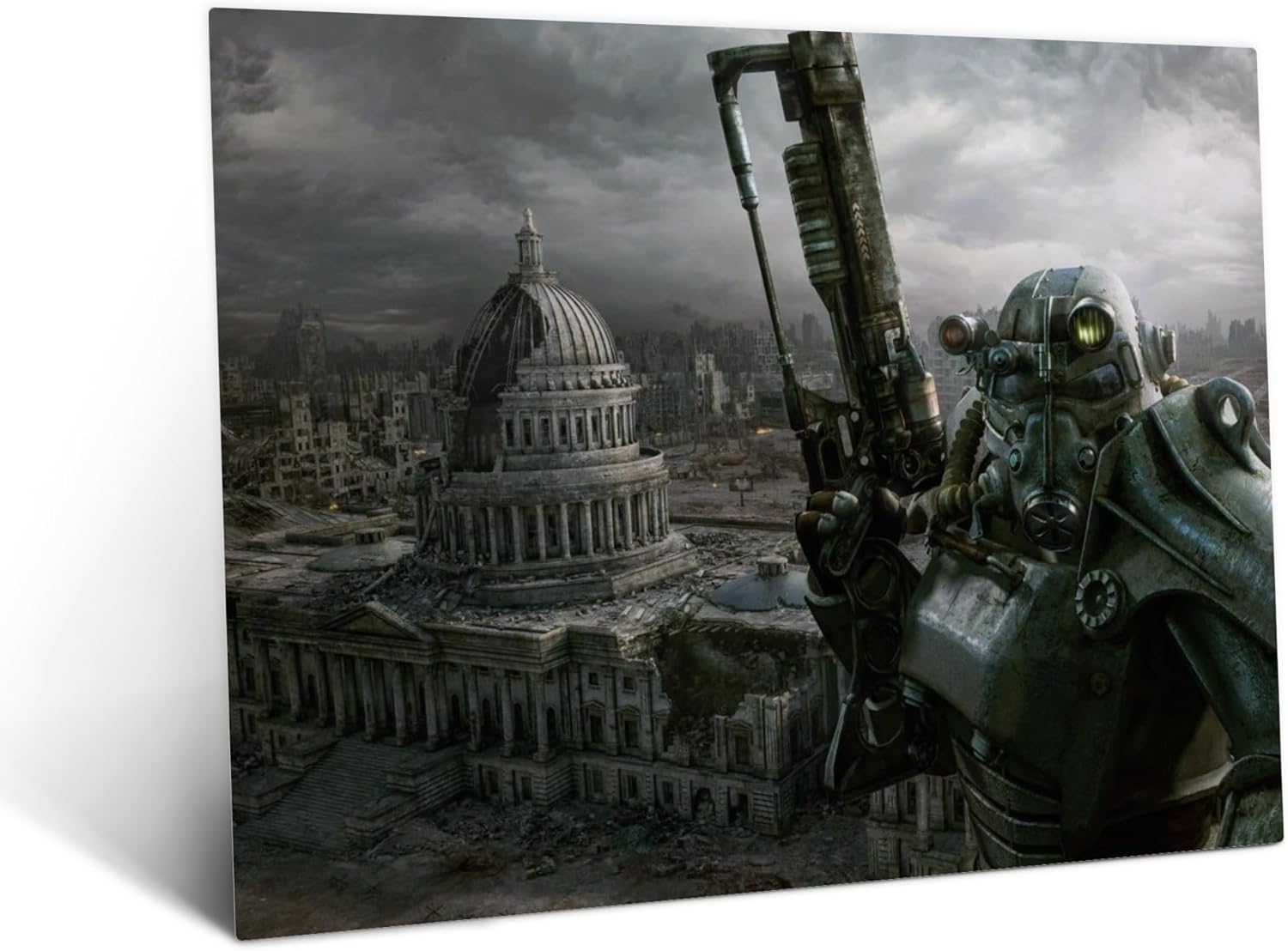 Displate Official Fallout Metal Poster Magnetic Mounting Included Licensed Artwork Modern Wall Decor Fallout 3 Key Art Mech Suit Horizontal 12.6x17.7 in