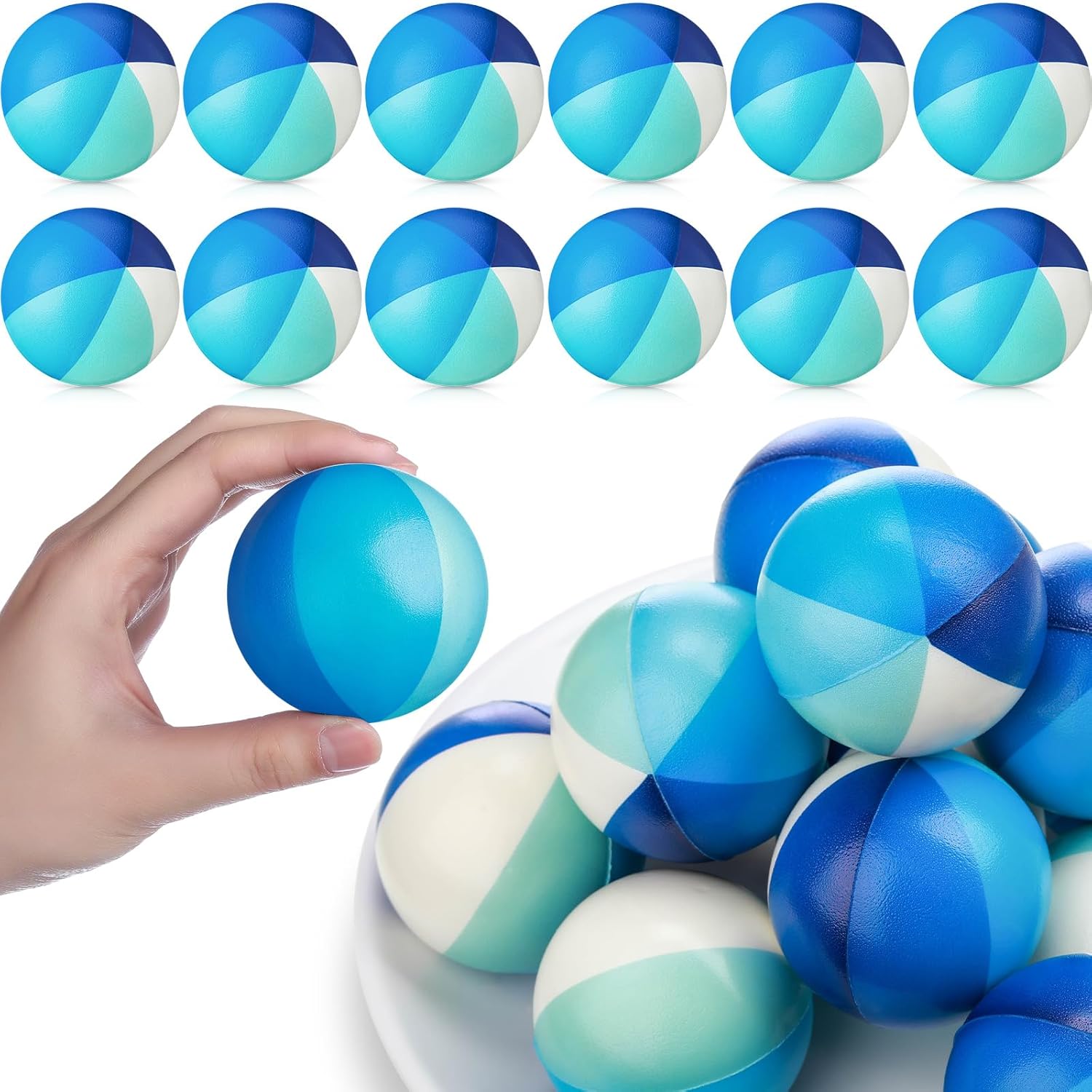 Jerify 24 Pcs Mini Beach Stress Balls 2.5 Inch Foam PU Relief Stress Ball Mini Rainbow Blow up Beach Balls Toys for Girls Boys Birthday Beach Hawaiian Party Favors Summer Pool Games (Elegant Color)
