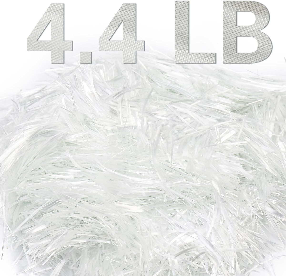 Fibra de vidrio de 4,4 libras para cemento de hormigón, hebras de corte de fibra de vidrio de 3/4"(19 mm) de longitud para refuerzo de hormigón de mortero, fibra de vidrio blanca aditiva de fibra para paredes de construcción, suelo de jardín