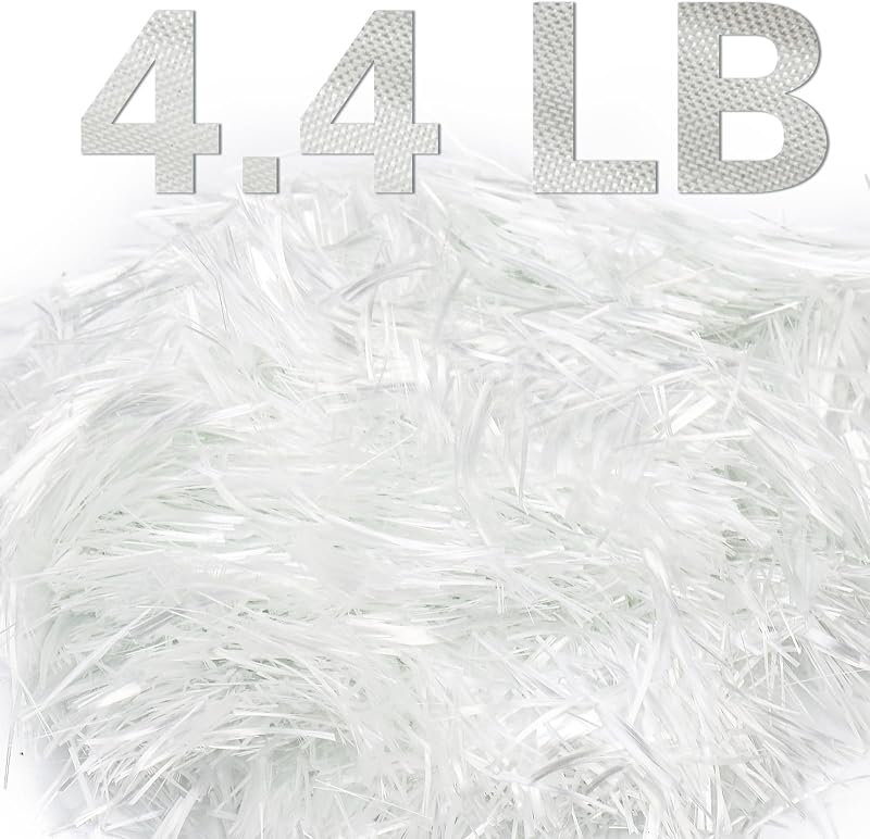 Fibra de vidrio de 4,4 libras para cemento de hormigón, hebras de corte de fibra de vidrio de 3/4"(19 mm) de longitud para refuerzo de hormigón de mortero, fibra de vidrio blanca aditiva de fibra para paredes de construcción, suelo de jardín