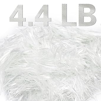 ZENFUN 4.4 Lb Fiberglass for Concrete Cement, 3/4"19mm Length Fiberglass Chop Strands for Mortar Concrete Reinforcement, Fiber Additive White Fiber Glass for Building Walls Garden Floor