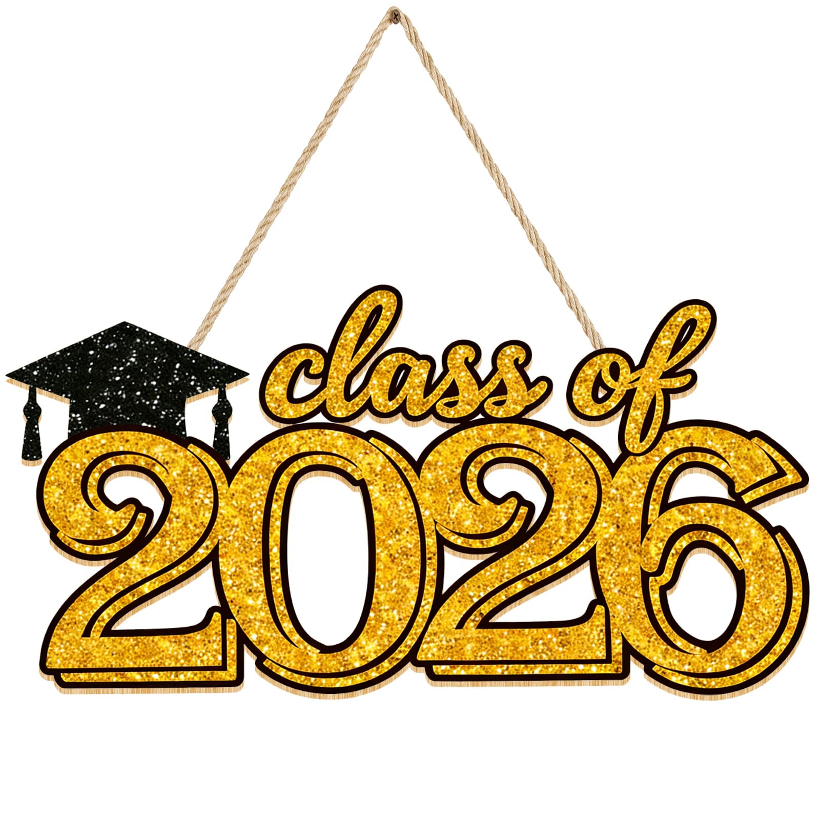 Graduation Decorations Class of 2026 Wooden Sign Graduation Door Sign Graduate Photo Props for Porch Wall Door Wooden Hanging Plaque Welcome Prop for Grad Photoshoots Party Supplies