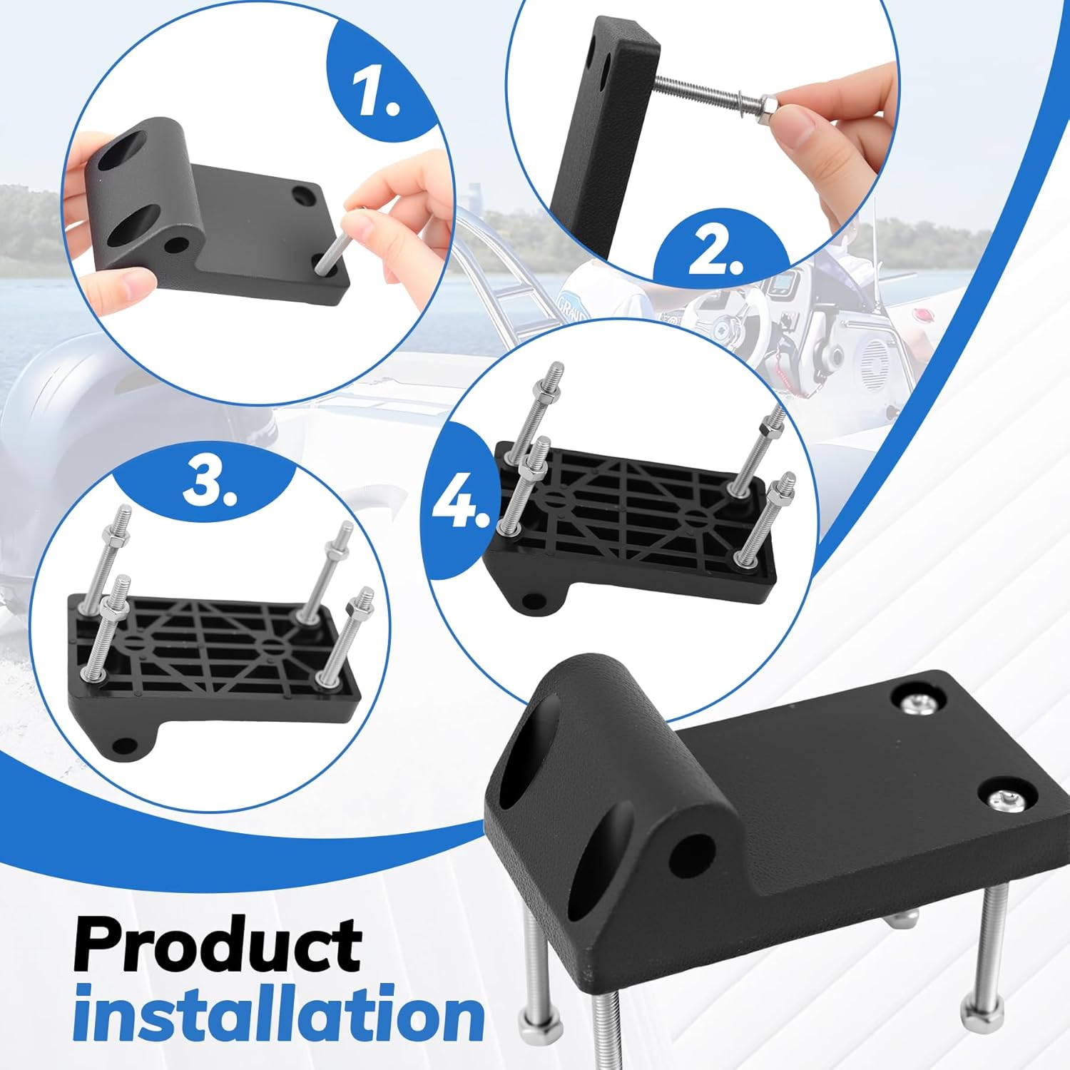 2Pcs Tilt-Up Mounting Bracket Replace for 1023, Compatible with Scotty Downrigger Models 1080-1116, NOT Works for 1050, 1050MP or 1060 Compact Downriggers, Black, Small