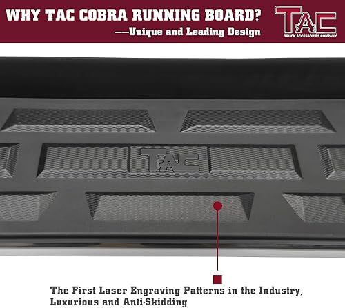 Miniatura 5 de TAC Cobra - Estribos compatibles con Grand Cherokee 2022-2023Jeep Grand Cherokee L SUV escalones laterales barras Nerf de aluminio negro todoterreno