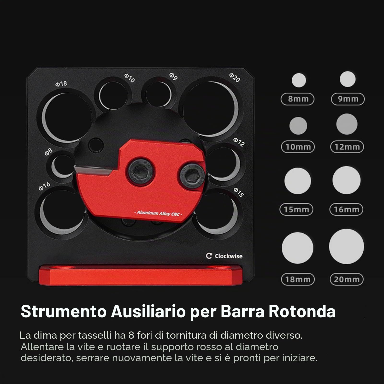 Asixxsix Maker Dowel Regolable Jig, in Lega di Alluminio a 8 Fori Perforazione elettrica fresatura a Bordo Rotondo a ausiliario Strumenti ausiliari con Chiavi in Lama per progetti