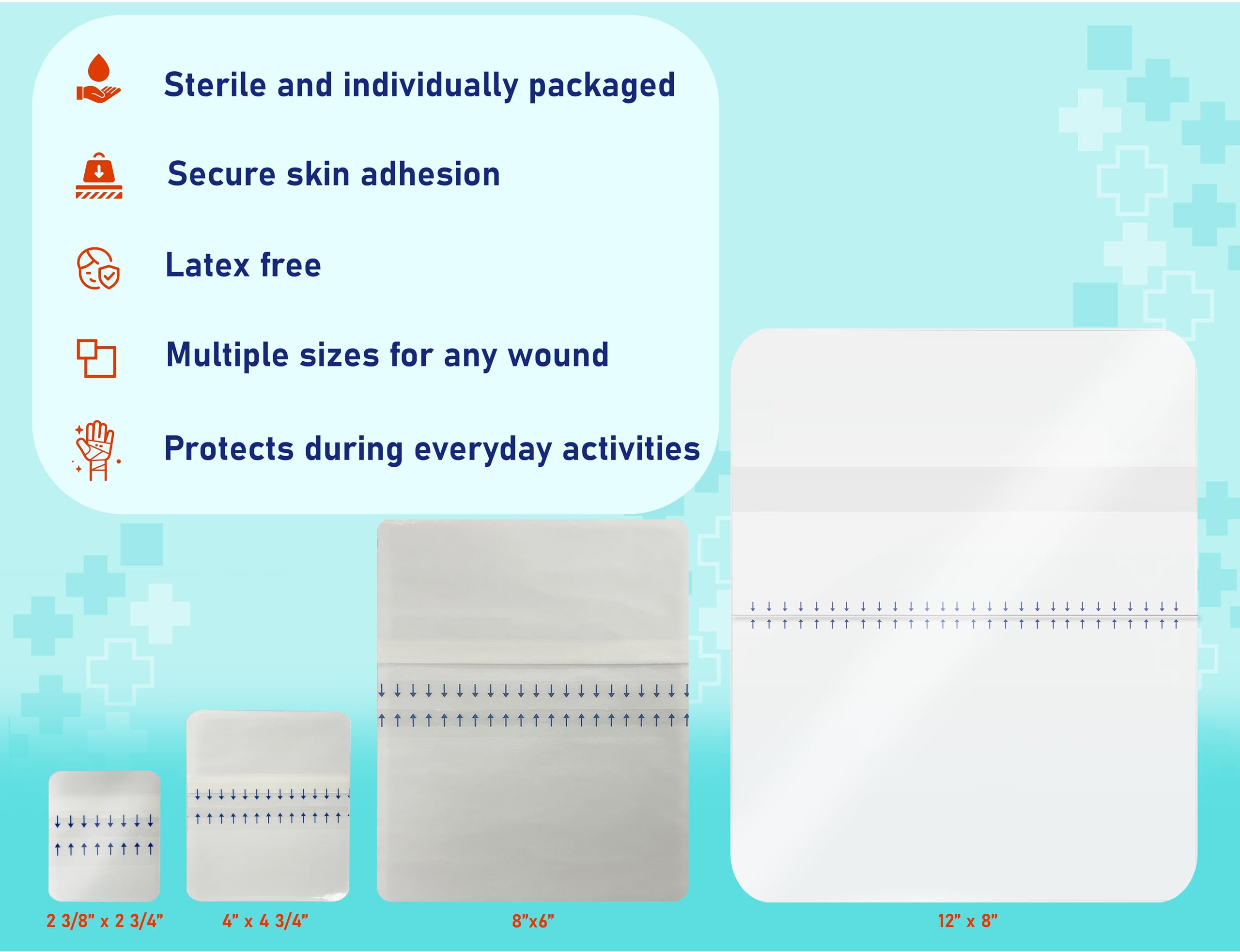 Areza Medical Lot de 100 pansements adhésifs transparents imperméables 6 x 7 cm