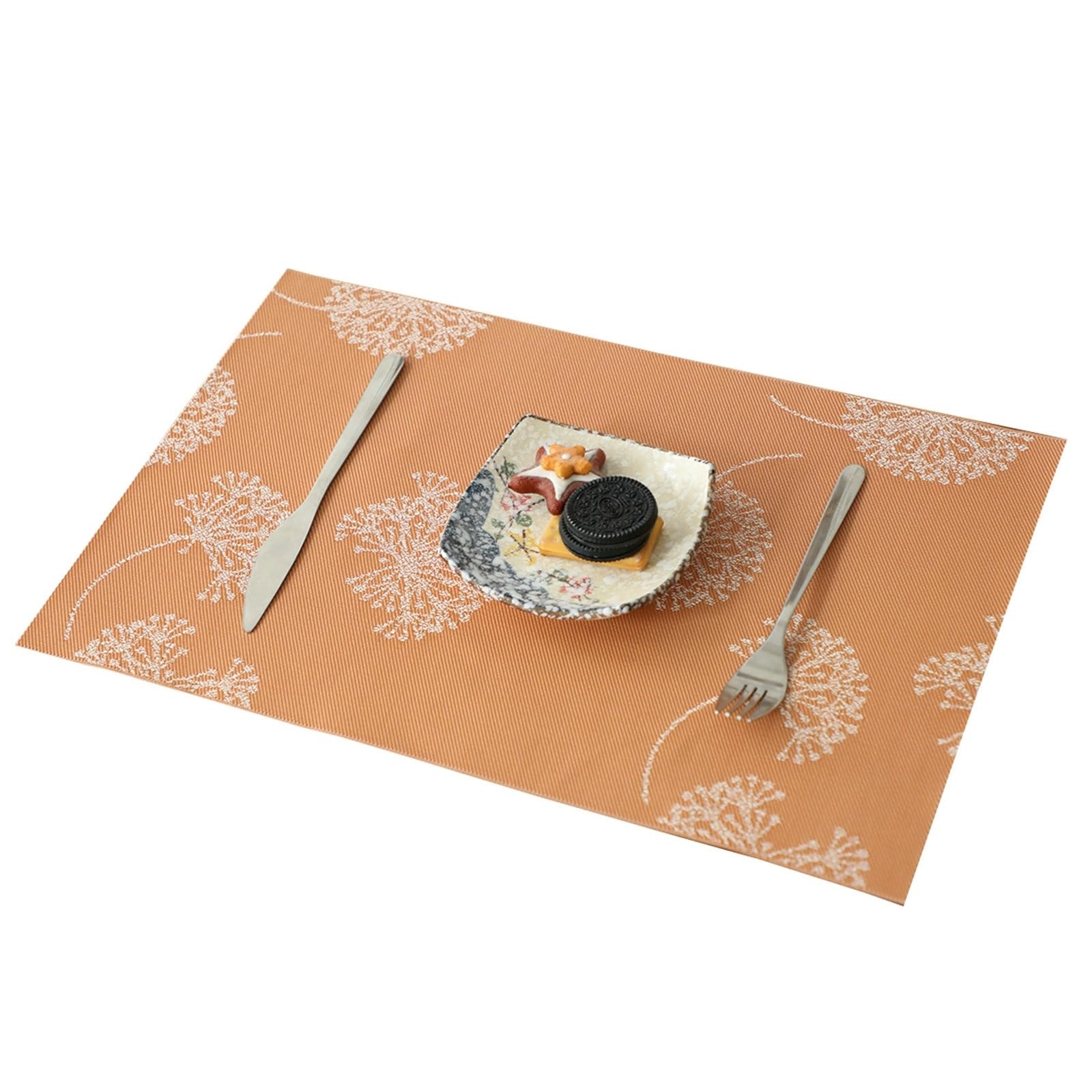 Set de table imperméable et lavable orange pissenlit pour protéger la table de salle à manger