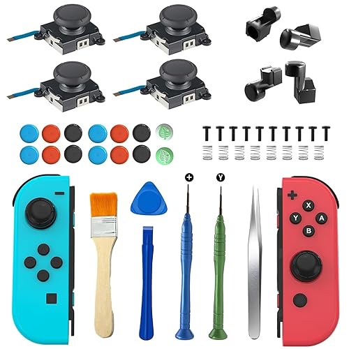 Joycon Joystick Replacement Kit( 48 in one), Switch Joystick Replacement for Switch Switch Lite Switch OLED, Include 4 Thumbsticks, 4 Metal Buckles,