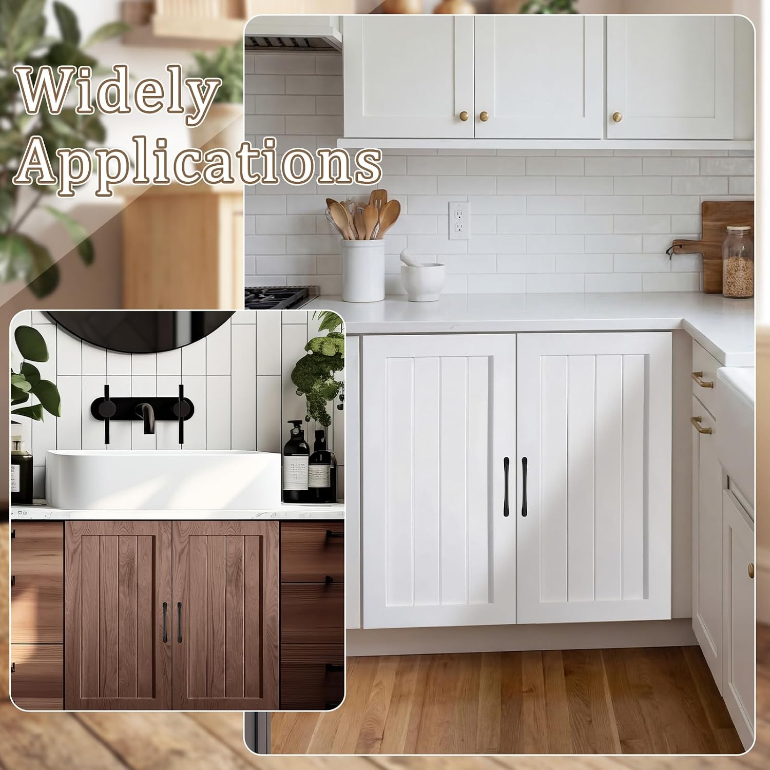Sintuff 2 Pack 12'' W x 24'' H Unfinished Kitchen Cabinet Door Replacement with Hinges and Handles, Shaker Cabinet Doors Front Replacement for Kitchen Bathroom Vanity Closet