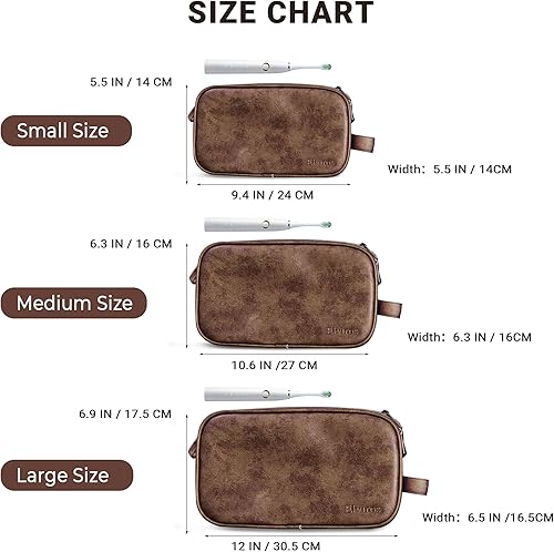 Miniatura 6 de Elviros Neceser de viaje para hombres, kit grande de afeitado Dopp resistente al agua, organizador de artículos de tocador de baño de piel