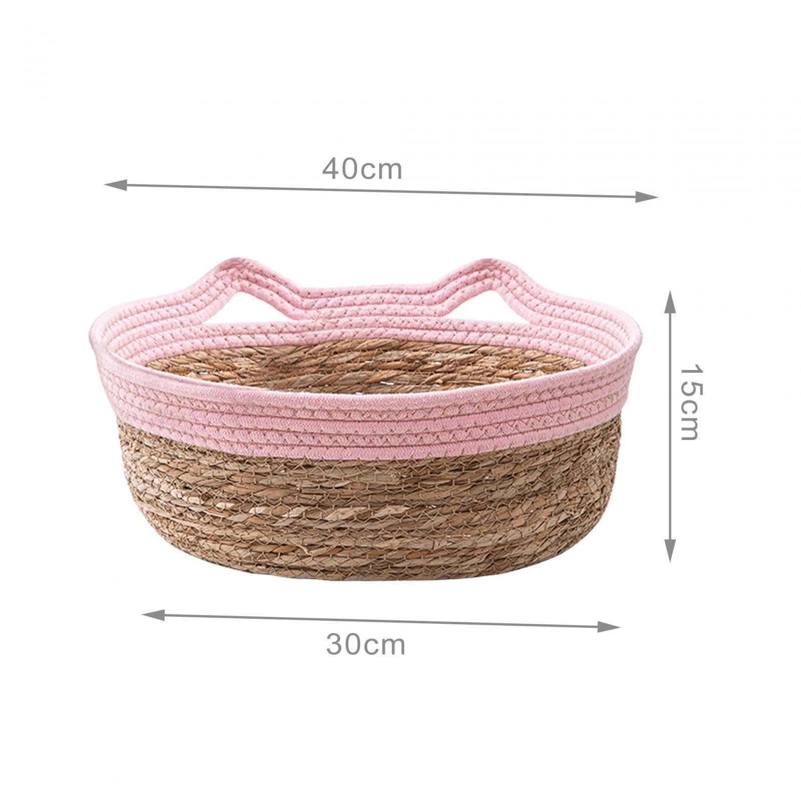 perfk Panier de Lit pour Chat Tissé à La Main, Tapis à Gratter pour Chat, Tapis D'été Rafraîchissant pour Chien, Panier à Chaton Durable, Paniers à Gratter, Rose M