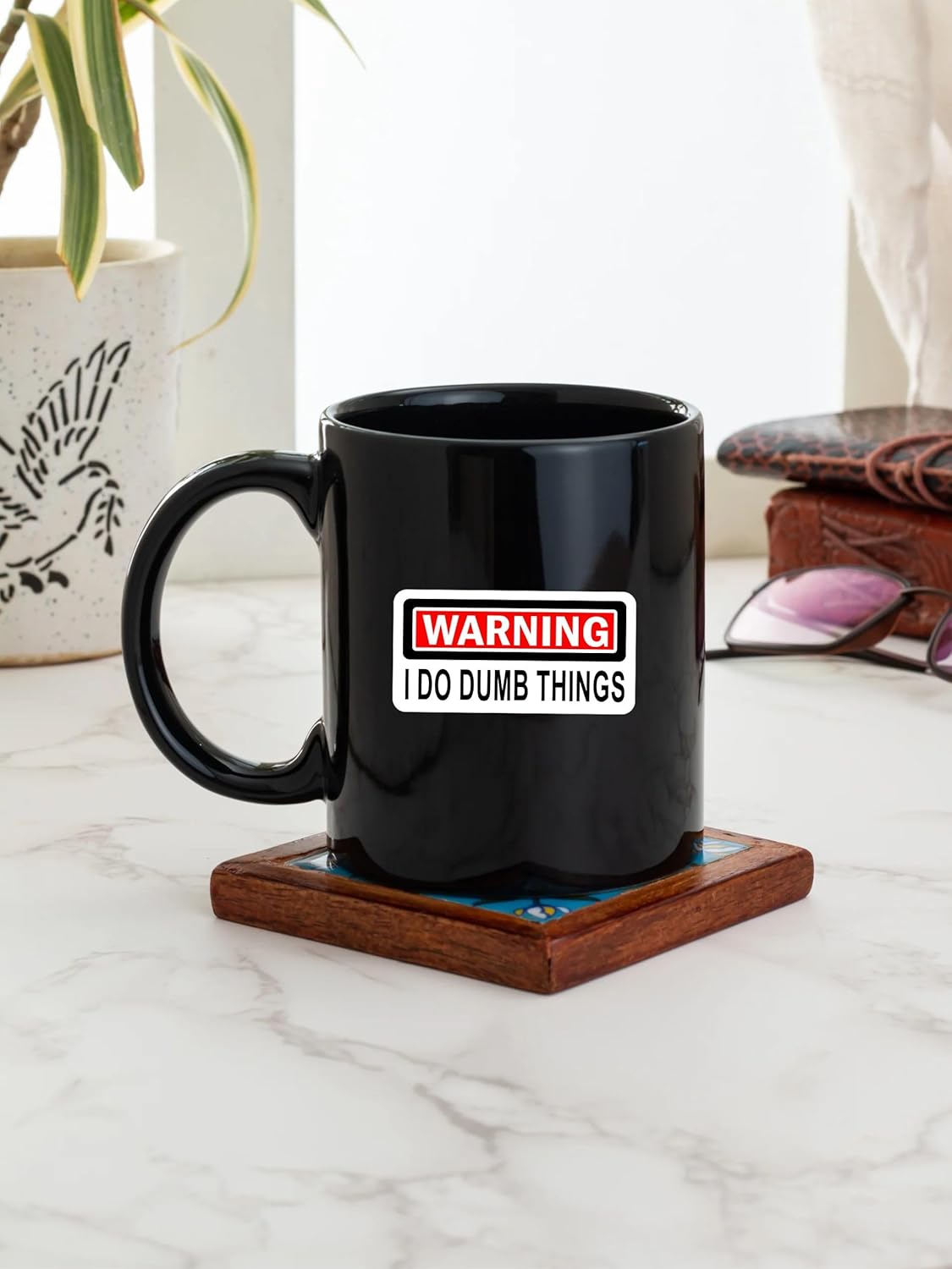 Warning I Do Dumb Things, 2.5 Inch - Funny Hard Hat Sticker Decal, Funny Prank Construction Helmet Label, 4 Pcs, Self Adhesive Vinyl, 100% Weatherproof