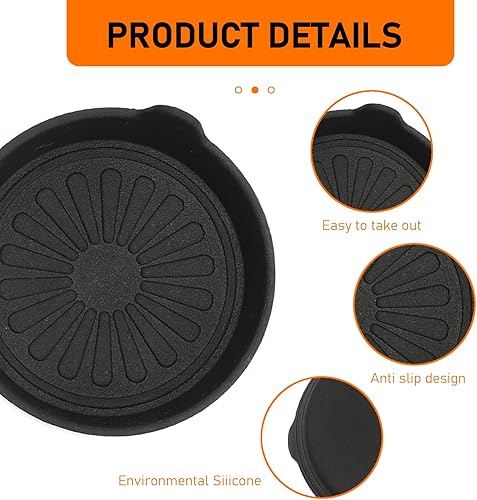 Miniatura 3 de 4 PCS Car Water Coaster, 2.99" x 0.98" TPE Environmentally Friendly Removable Anti-Slip Pattern Cup Holder, Elevated Edge Anti-Spill Decorative