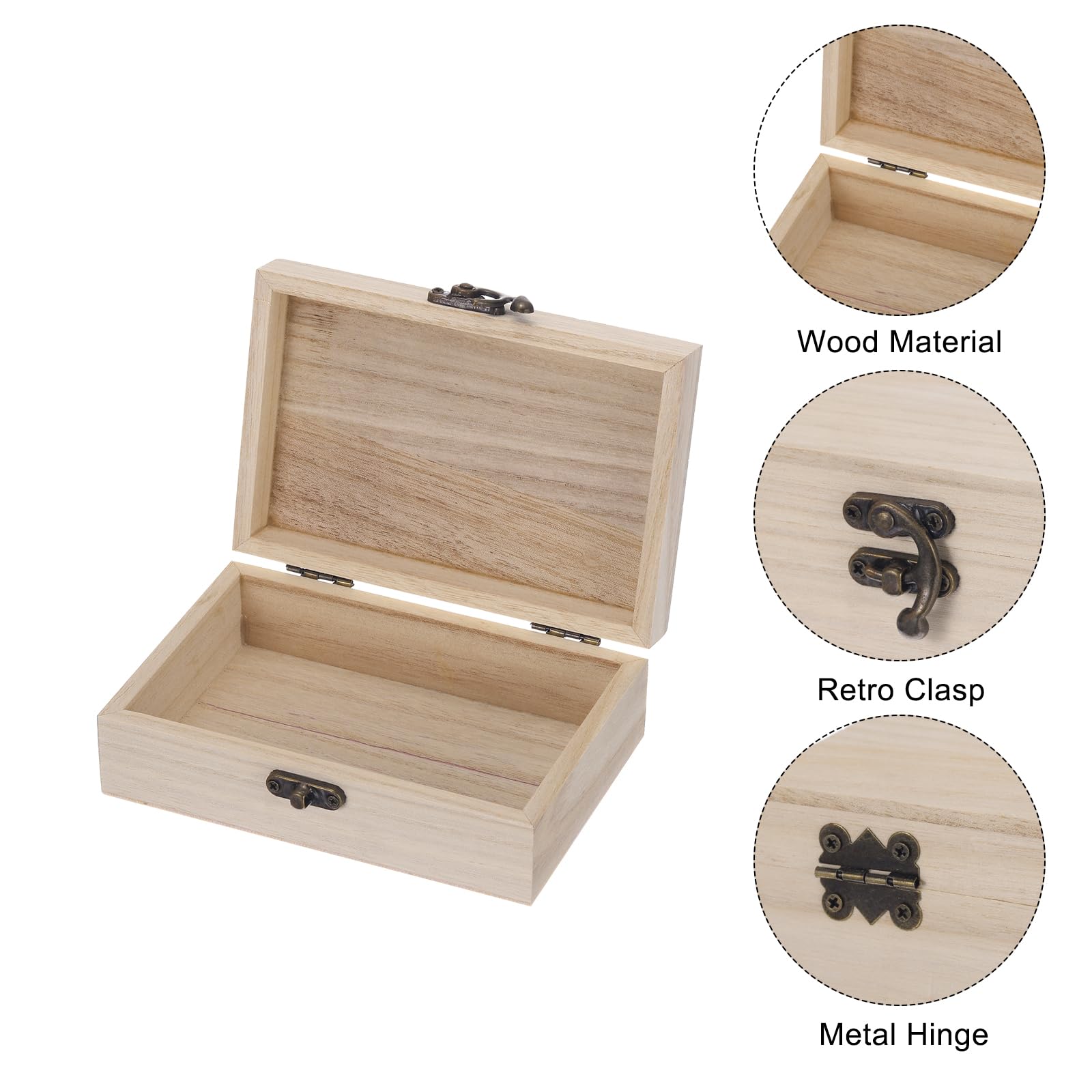Amazon｜蝶番が付いている未完成の木の箱小さい記憶箱の容器 5.9