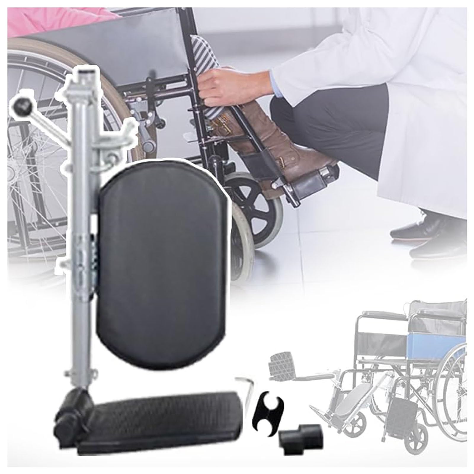 Reposapiés Elevables para Sillas de Ruedas Reemplazo Universal de Reposapiés Reposapiés para Elevar las Piernas para Usuarios de Sillas de Ruedas(Left)