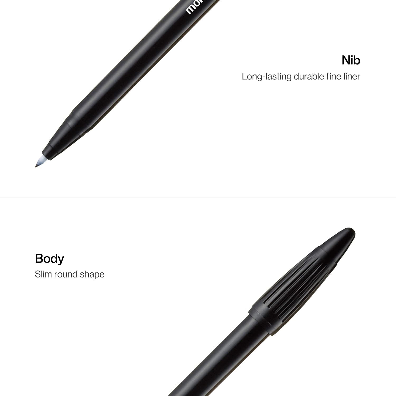 MONAMI Plus Pen 3000 Felt Tip Pens, Fine Point (0.4mm), Fine Liner, Writing/Journaling/Note Taking at home, school and office, Black, 12-Count image 3