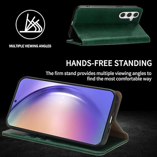 Miniatura 12 de Funda tipo cartera para Samsung Galaxy A54 con bloqueo RFID, soporte de ranura para tarjetas, funda protectora de cuero con tapa magnética fuerte