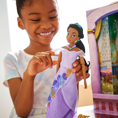 Miniatura 3 de Disney Tienda oficial de la muñeca Jasmine Story, Aladdin, 11 pulgadas, juguete totalmente posable con atuendo brillante, adecuado para niños de 3
