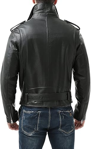 Miniatura 4 de BGSD Chaqueta clásica de cuero de vaca para hombre (también disponible en tallas grandes y altas)