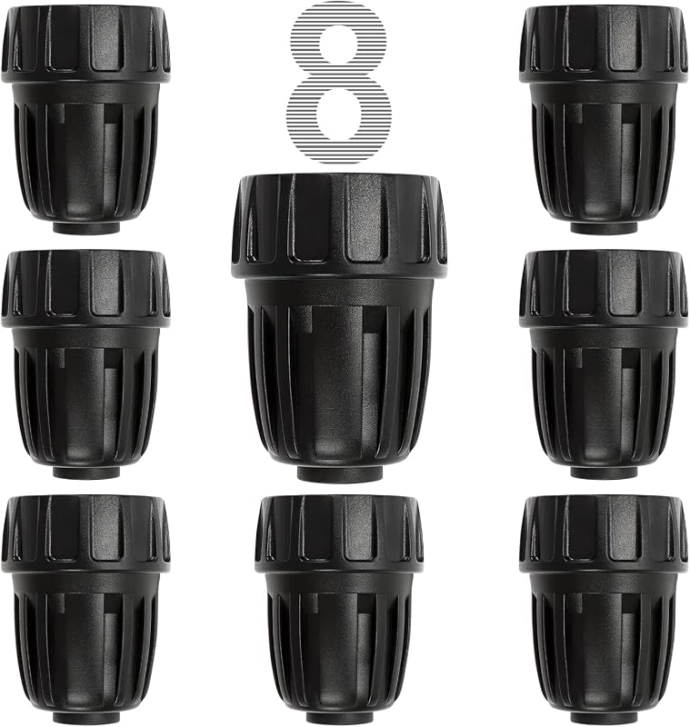 Universal 3/4 Inch Female Pipe Thread to 1/2 Inch Drip Irrigation Tubing Adapter, 8 Pack 1/2 In. Barbed Drip Line x 3/4 In. Faucet PVC Adapter Connect 3/4" FHT Garden Faucet Hose Bibb