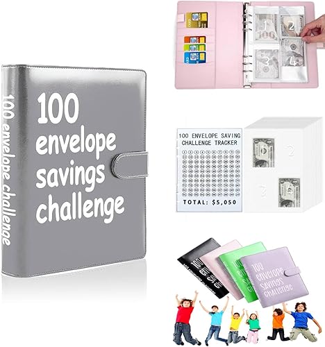 Vista 10 de Libro de desafíos de ahorro de dinero con sobres, carpeta de desafíos de ahorro de dinero, libro de ahorros con sobres de efectivo