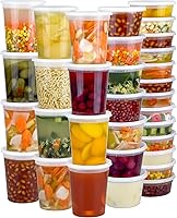 Dipoo 60 Sets (120pc) Deli Containers with Lids, 32/16/8 oz (20 Each) - Leakproof BPA-Free, Freezer/Microwave/Dishwasher Safe Food Storage