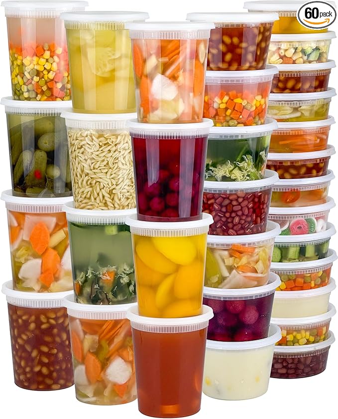 60 Sets (120-Piece) Deli Containers with Lids