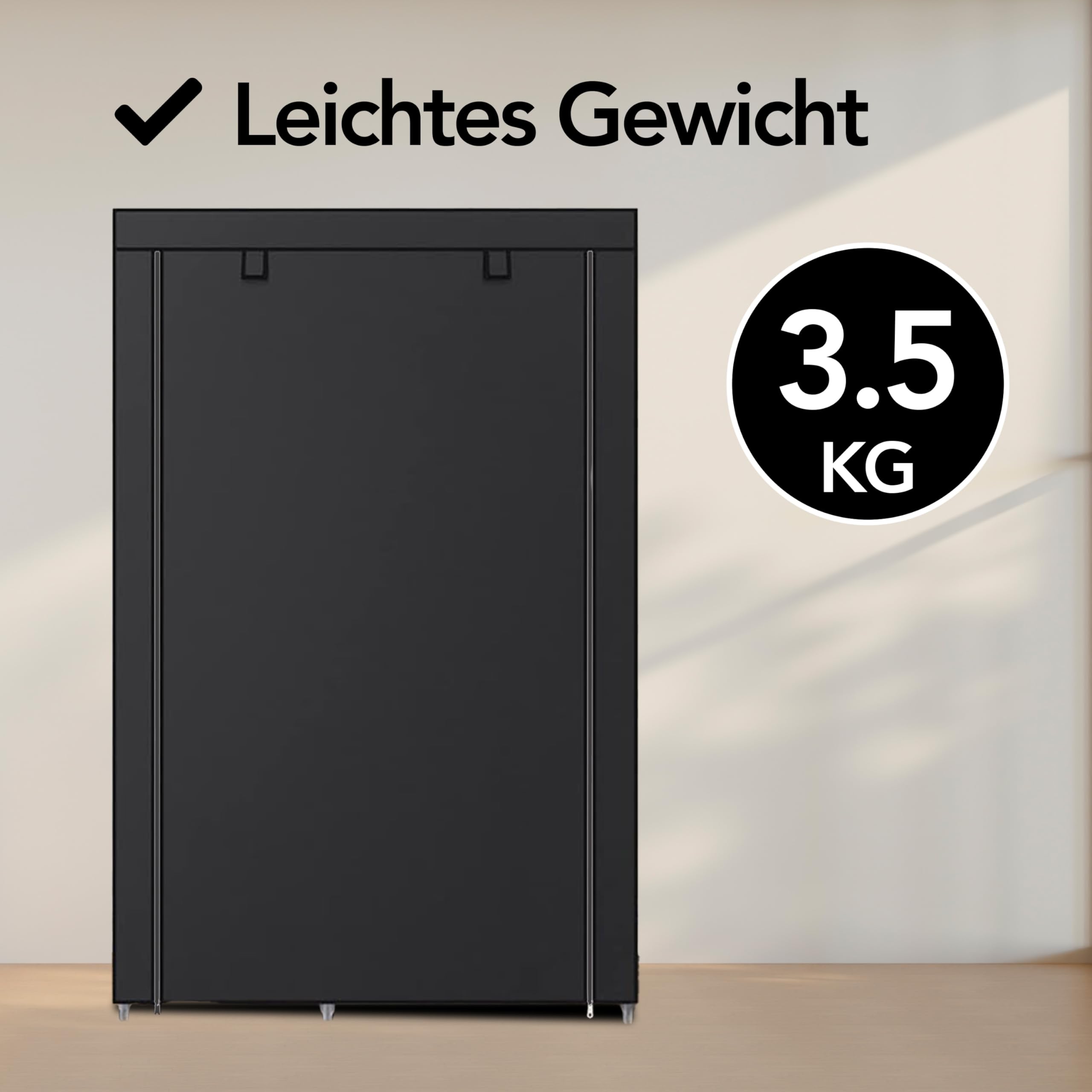Brixy Faltbarer Kleiderschrank aus Stoff, platzsparender Garderobenschrank für Camping und Zuhause, 88 x 45 x 168 cm, Schwarz