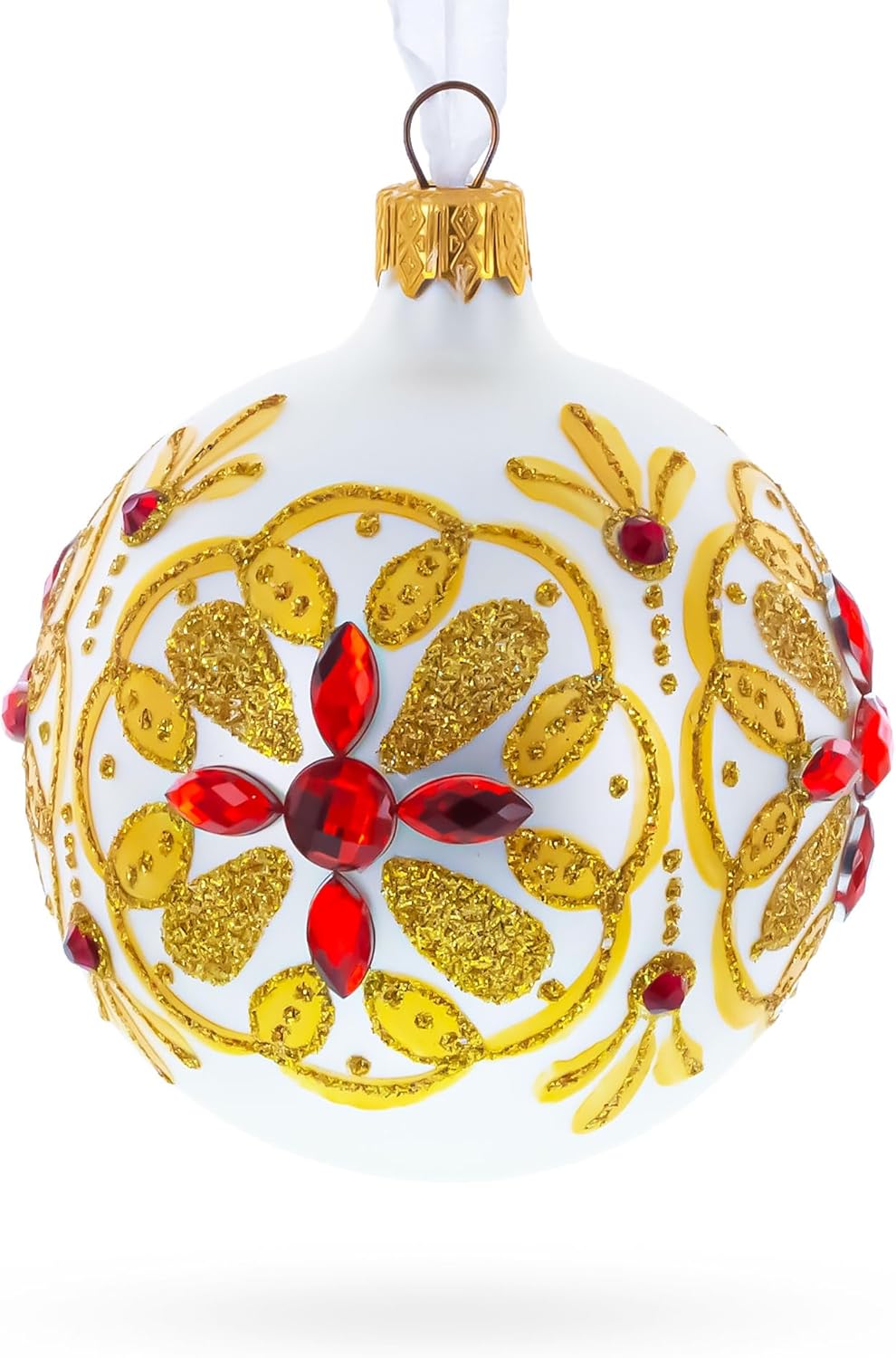 Bejeweled Star Handcrafted Glass Ball Christmas Ornament 3.25 Inches - Image 3