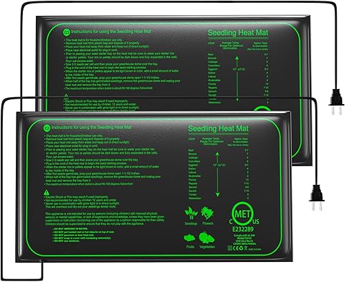 Miniatura 8 de Alfombrilla térmica para plántulas de 25 W, 11.5 x 22.5 pulgadas, almohadilla térmica hidropónica cálida impermeable para inicio de semillas de