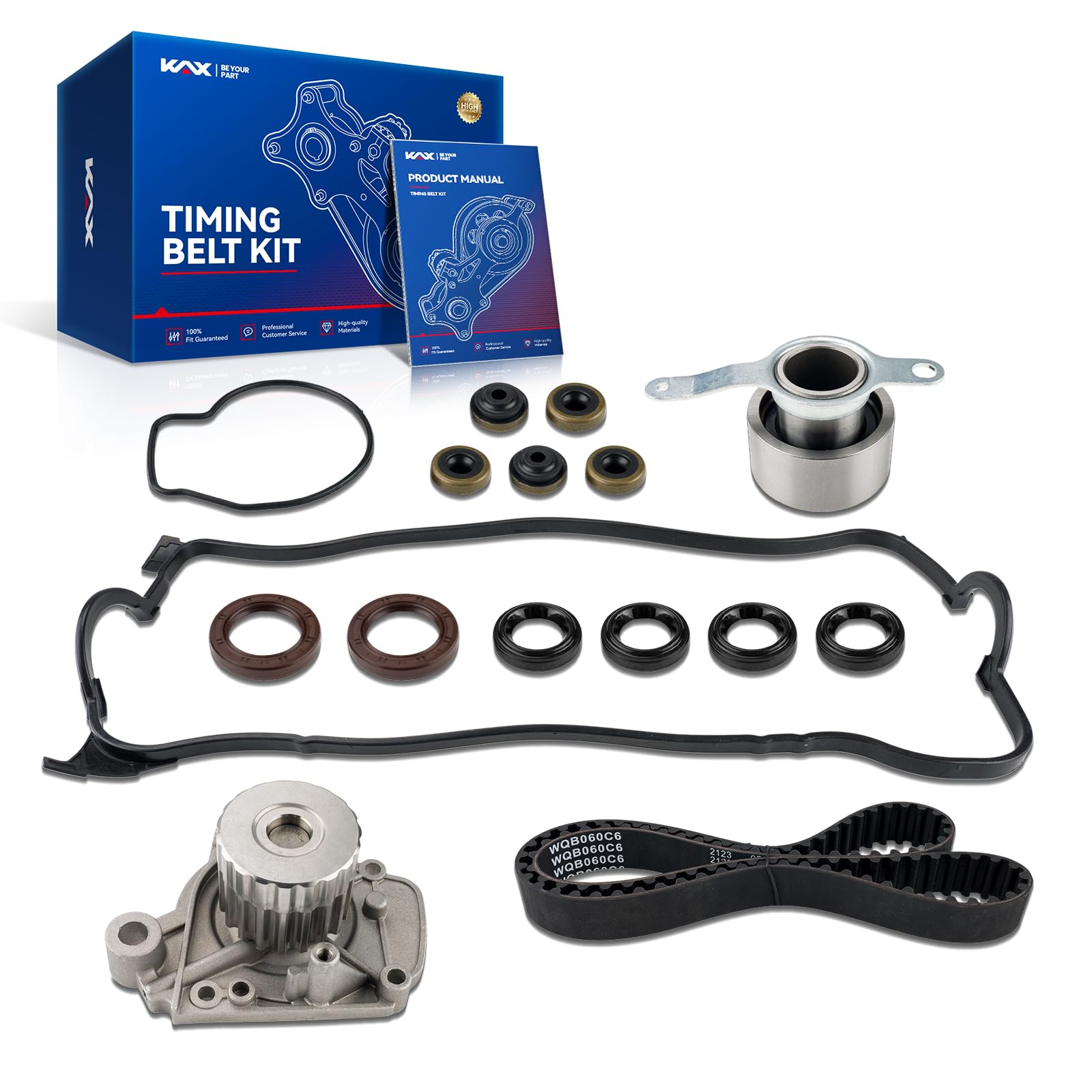 KAX Timing Belt Kit with Water Pump Compatible with Honda Civic 1996 1997 1998 1999 2000 1.6L, Civic del Sol 1996-1997 1.6L, OE# 14400-P28-004, 14520-P2A-305, 19200-P2A-A01-image-48