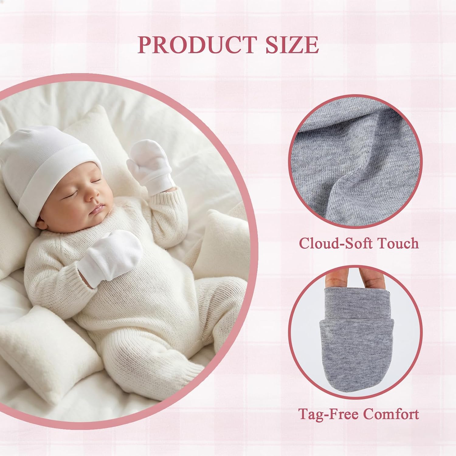 8 Sets Newborn Baby Hats & Mittens Unisex Soft Cotton Infant Beanies Caps Mitten Gloves Hospital Beanie Hat for New Born Boy Girl 0-3 Months