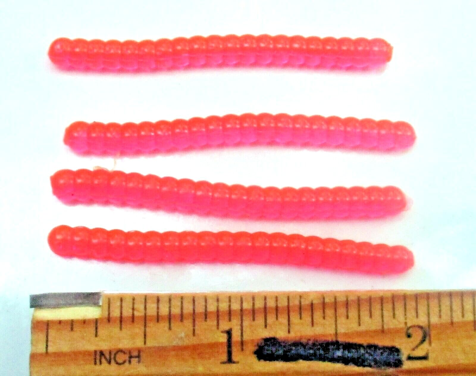 50ct MERTHIOLATE RED 2' Trout Worms Finesse Lures Crappie Bream Panfish Baits