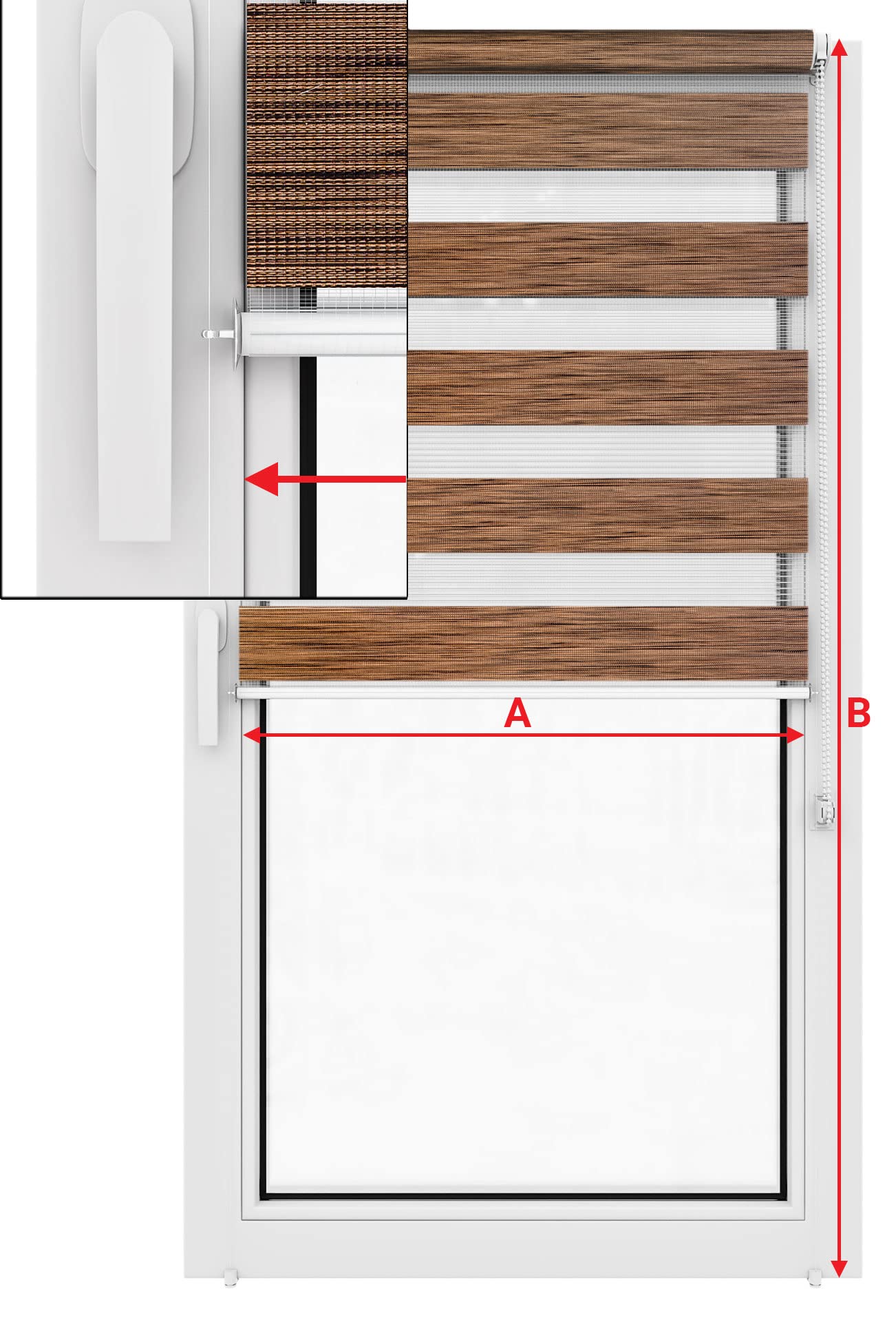 Tenda a rullo per interni, tende oscuranti per interni senza forare, doppio strato Giorno e Notte, per Finestra o Porta, facile Fissaggio a Clip Senza Viti, veneziane da interno 62x220cm