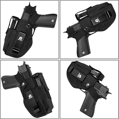 Miniatura 6 de Funda para pistola con bolsillo para cargador para pistolas de 0.354 in 380 45ACP Glock 17 19 26 27 42 43, soporte compacto para pistola de mano