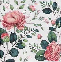 Gisela Graham Paper Napkins, Pink Wild Rose Design, 16cm, Pack of 20, 3 Ply
