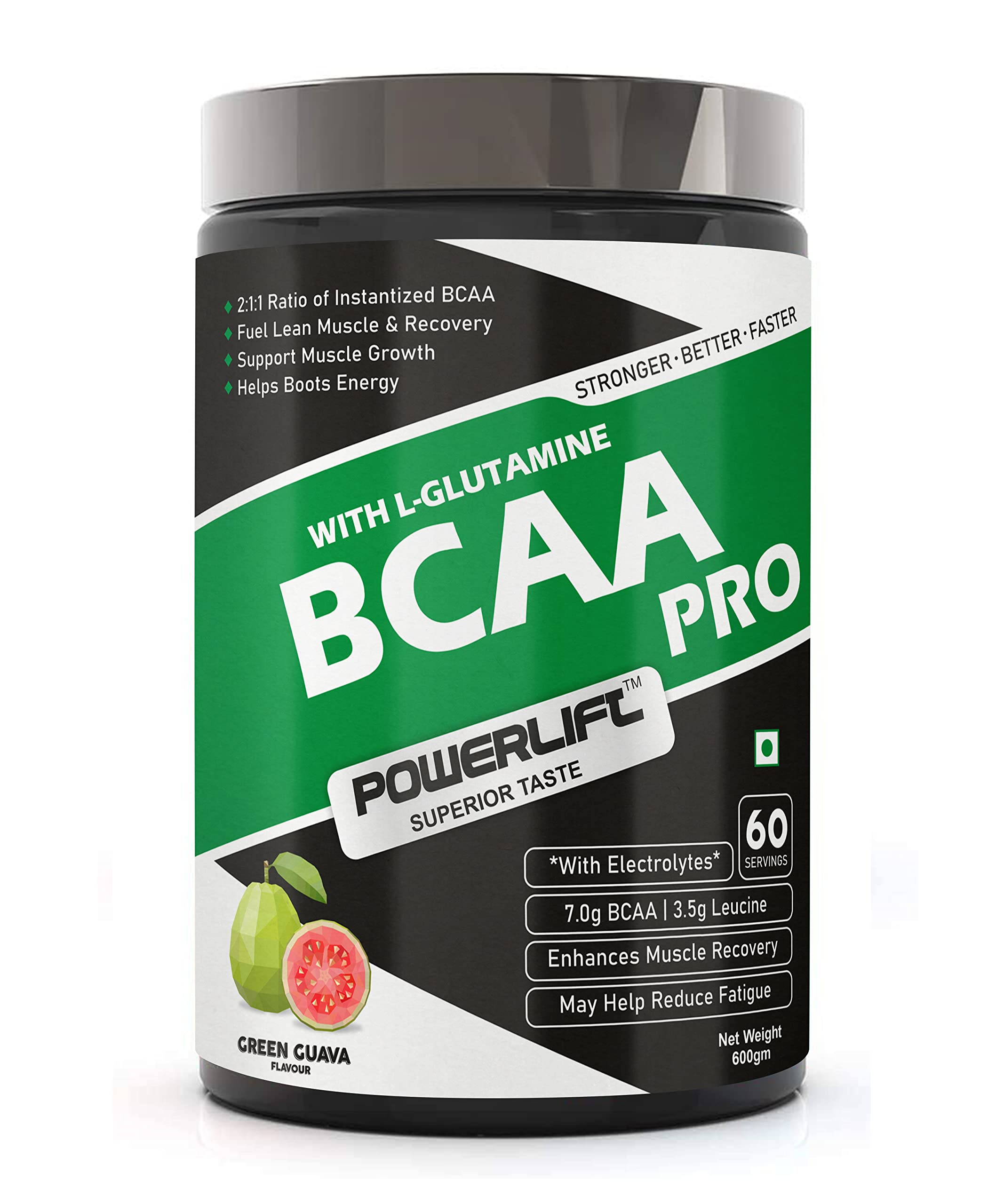 PowerLift BCAA Pro (600gm Guava Flavour) for Men & Women, with Electrolytes, Glutamine, Muscle Recovery & Endurance BCAA Powder, 7 Grams of Amino Acids, Energy drink for Workout - 60 servings (B09SCRKDBB) Amazon Price History, Amazon Price Tracker