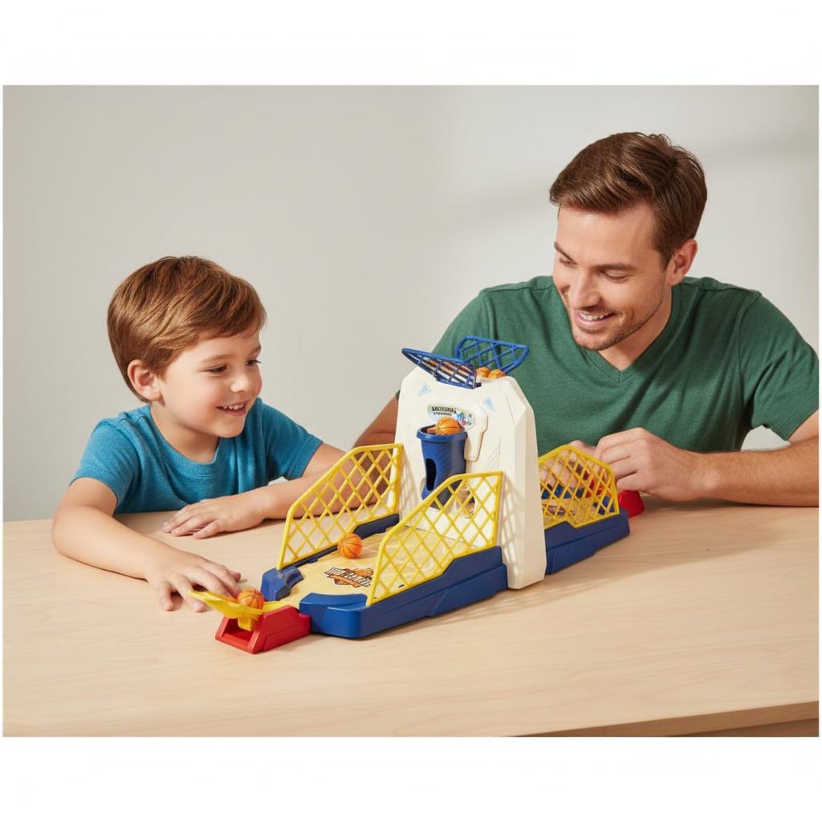 TISHITA Gioco Basket Bambini Arcade da Tavolo Mini Canestro a Mancino con Luci Musica E Segnapunti per Abilità Mano Occhio, Macchina da Basket A Doppio Tiro con Luci, Musica E Segnapunti, 4 Palline