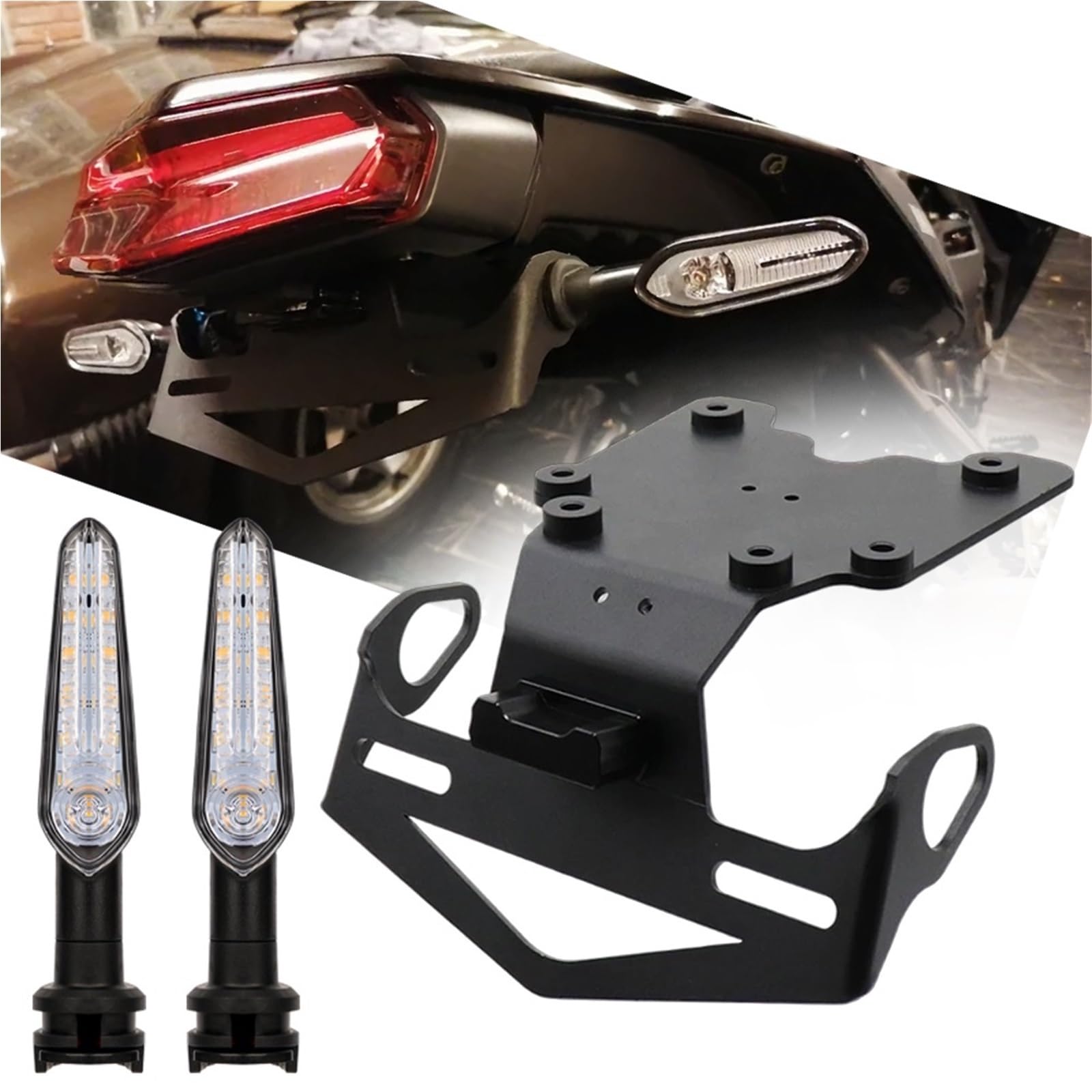 Uchwyt na tablicę rejestracyjną motocykla z kierunkowskazem Uchwyt na tablicę rejestracyjną błotnik pasuje do Yamaha Tenere 700 2019-2025(Bracket Set)