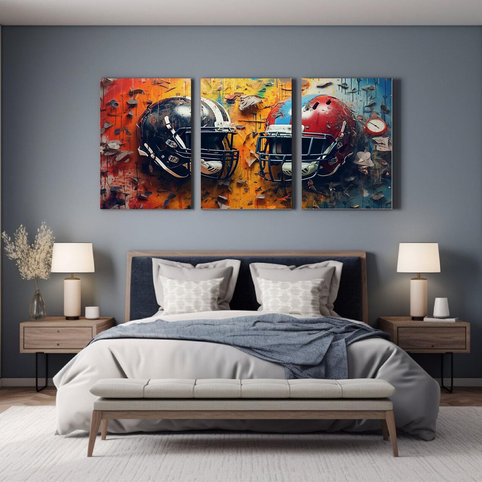 veces Pósteres de fútbol para dormitorio de niños, abstracto, retro, sala de deportes, fútbol, motivacional, juego de 3, decoración de pared, póster para habitación de adolescentes, impresiones