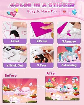 Baobrava Foil Art Fun Kit for Kids, Craft Kits Supplies, No Mess Princess DIY Creative Activity, Travel Toys, Party Favors, Gifts for Girls Ages 4, 5, 6, 7, 8, 9