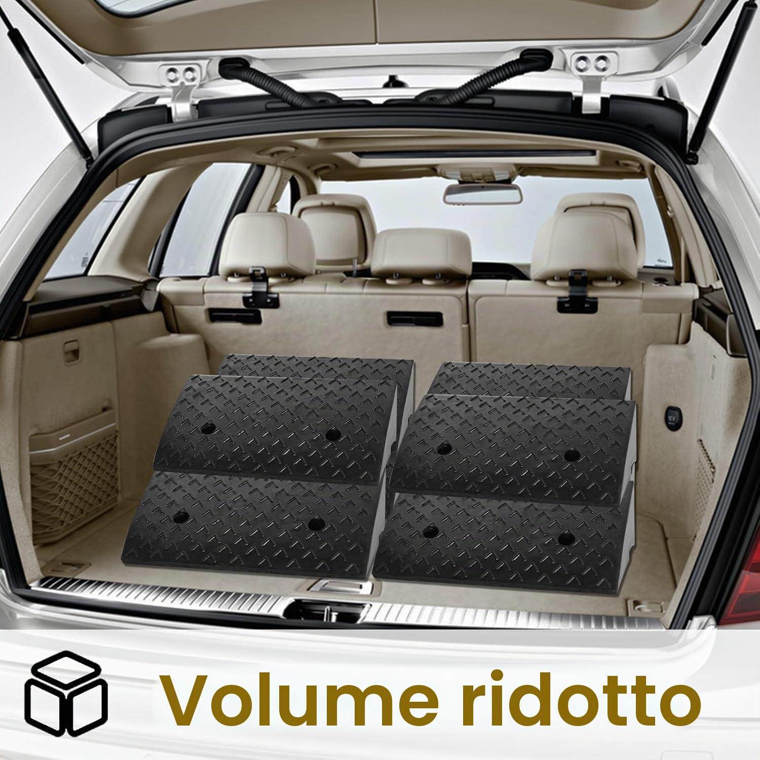 FIVMEN Set di 2 rampe di soglia in gomma portatili con superficie antiscivolo per sedia a rotelle, altezza 10 cm