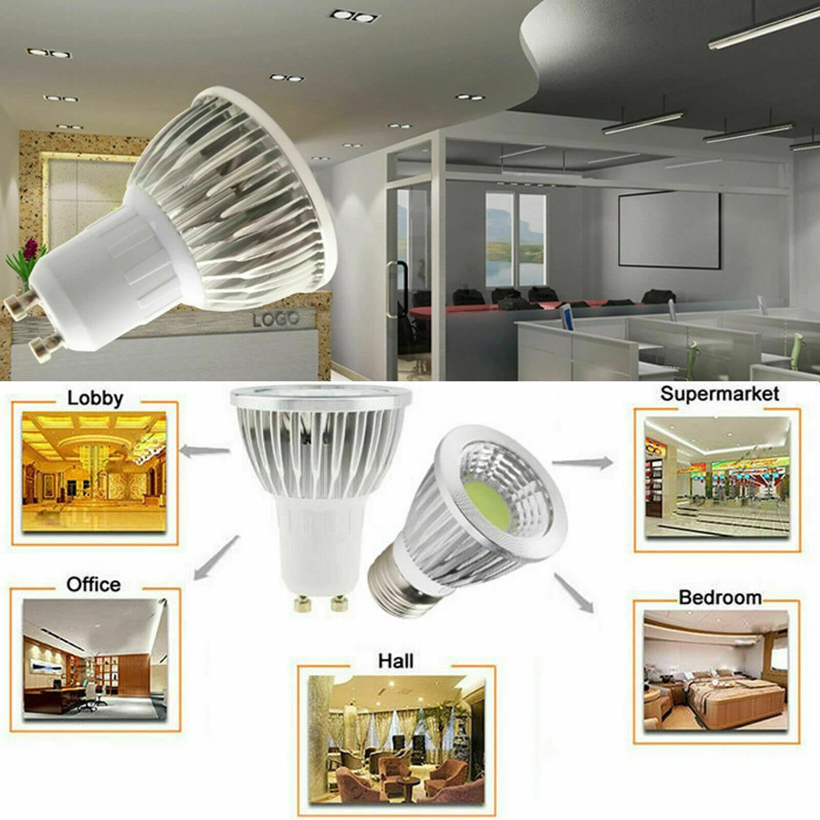 Light, 10 lampadine LED COB AC220V E14/E27/B22/GU10/GU5.3 6W/9W/12W Lampada da festa a casa (Yellow 9w,E14)