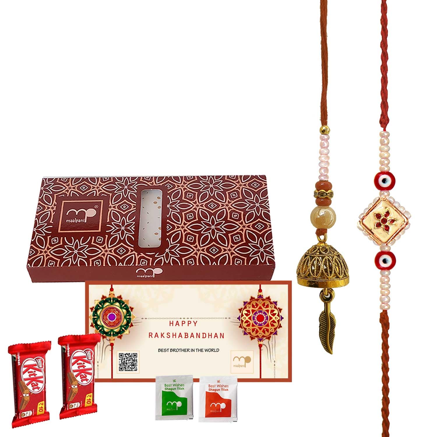Maalpani Set of Two Designer Rakhi Chocolate - Chocolates and Rakhi - Rakshabandhan Rakhi Chocolate Hamper for Brother - Facny Rakhi Set and Dairy Milk Chocolate (B07G3D3VJP) Amazon Price History, Amazon Price Tracker