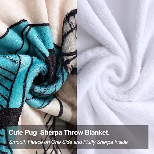 Miniatura 5 de Famitile Manta de pug, manta fresca para cachorros que escucha música, súper suave, manta de peluche de pug, regalos para los amantes de los pug