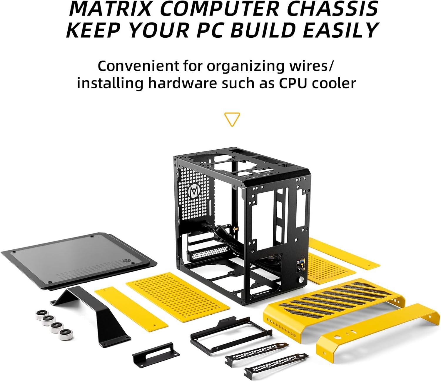 Mechanic Master Cool Cube Series C24 Mini-ITX Case/Alumium/Steel/GPU Length Within 245mm, SFX/L PSU Computer Case (Polar Yellow Air Version)