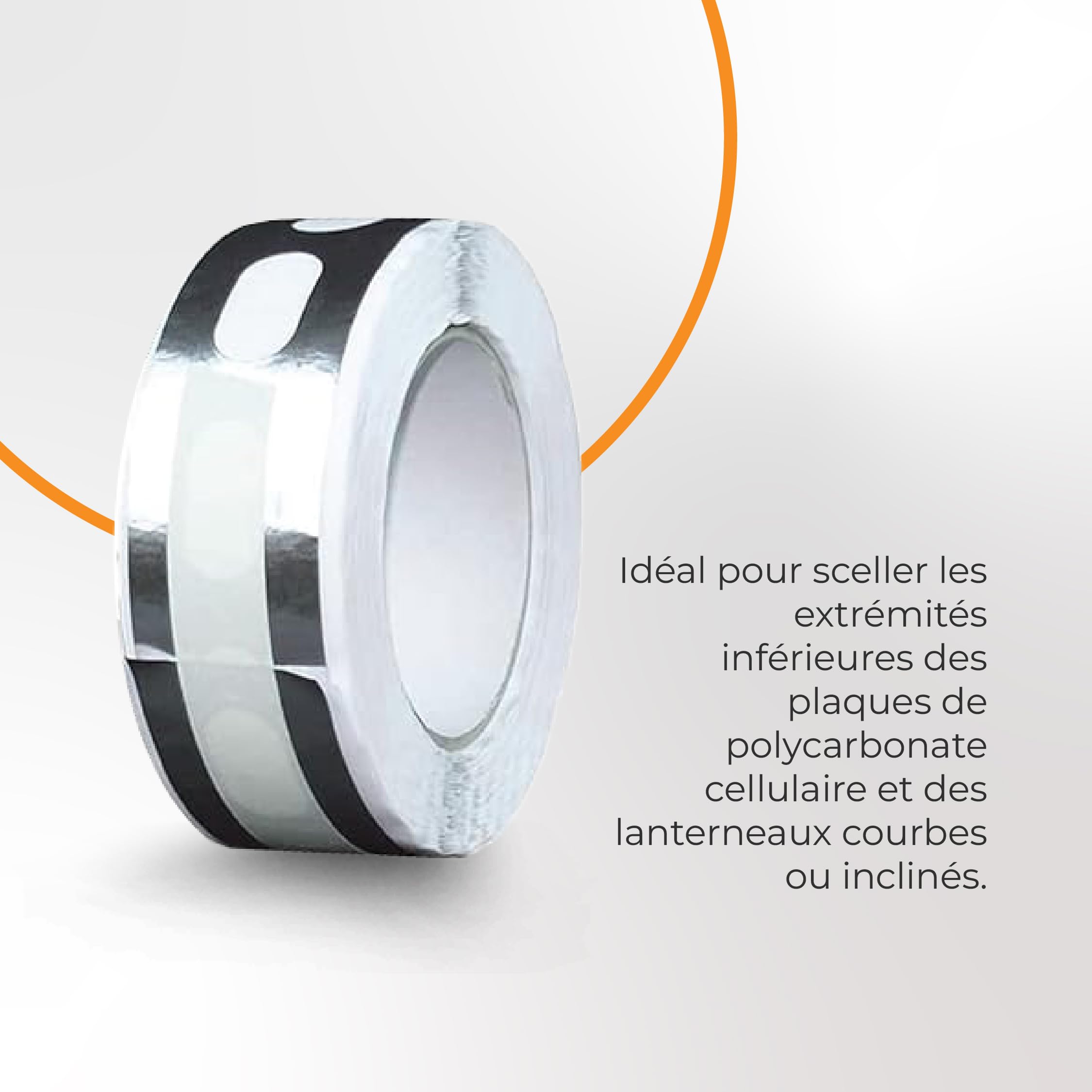 Ruban Adhésif en Aluminium perforé - Pour Sceller les Plaques en Polycarbonate - Anti-moisissure - Permet l'aération - 60 mm x 33 ml